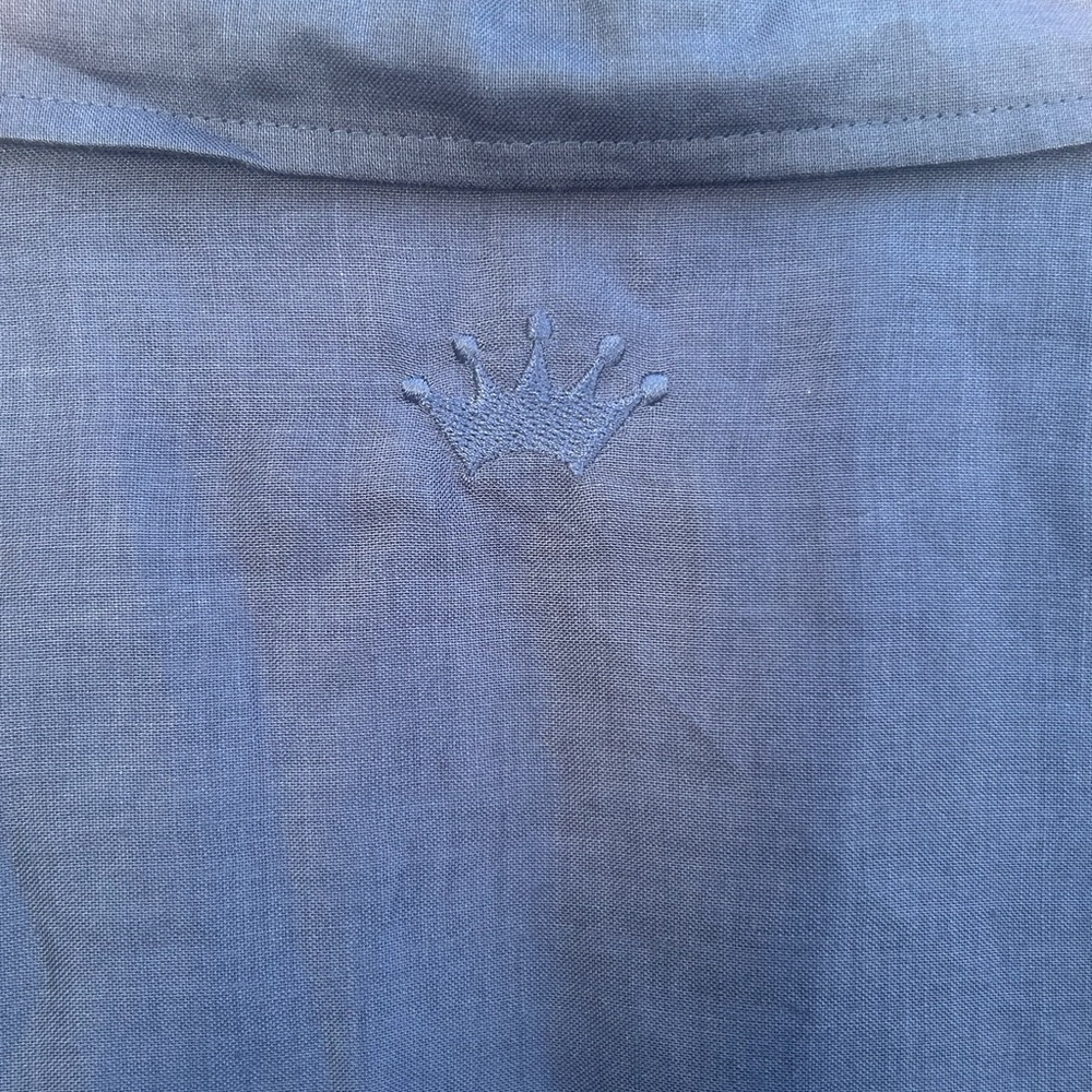 NWT Steve Harvey Celebrity Edition 100% Linen Big & Tall 5XL Navy Blue Shirt G6 - Picture 9 of 9